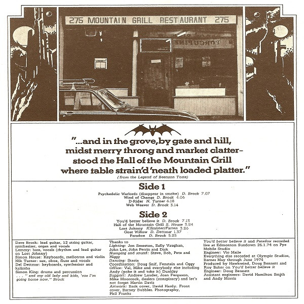 Hawkwind - Hall Of The Mountain Grill | United Artists Records (UAG 29672) - 3