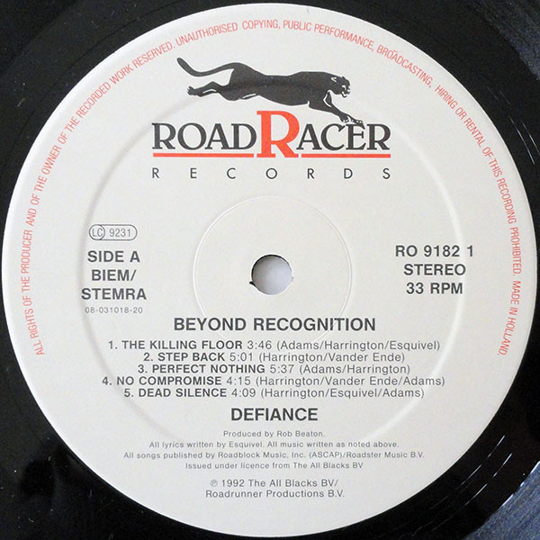 Defiance - Beyond Recognition | Roadracer Records (RO 9182-1) - 3