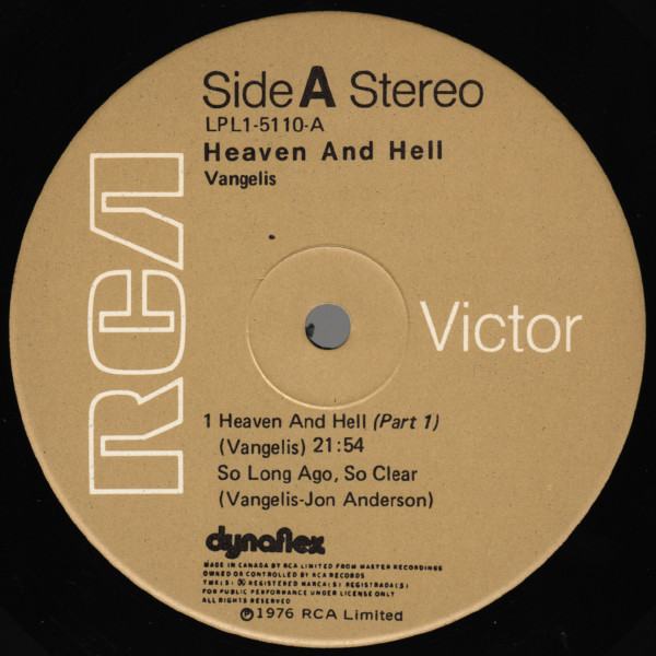 Vangelis - Heaven And Hell | RCA Victor (LPL1-5110) - 3