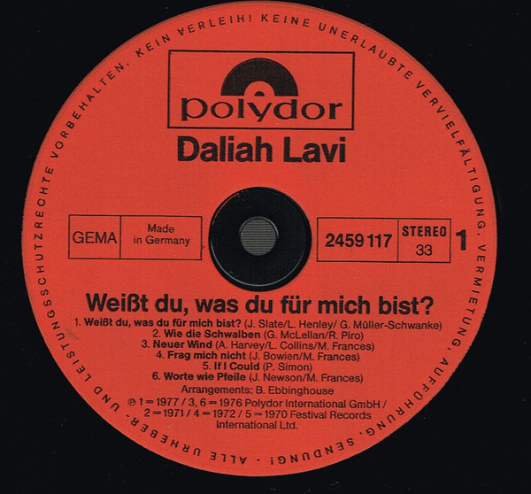 Daliah Lavi - Weißt Du, Was Du Für Mich Bist | Polydor (2459 117) - 3 Daliah Lavi - Weißt Du, Was Du Für Mich Bist | Polydor (2459 117) - 3