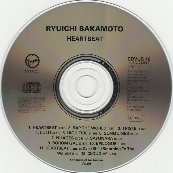 Ryuichi Sakamoto - Heartbeat | Virgin America (CDVUS 46) - 3 Ryuichi Sakamoto - Heartbeat | Virgin America (CDVUS 46) - 3