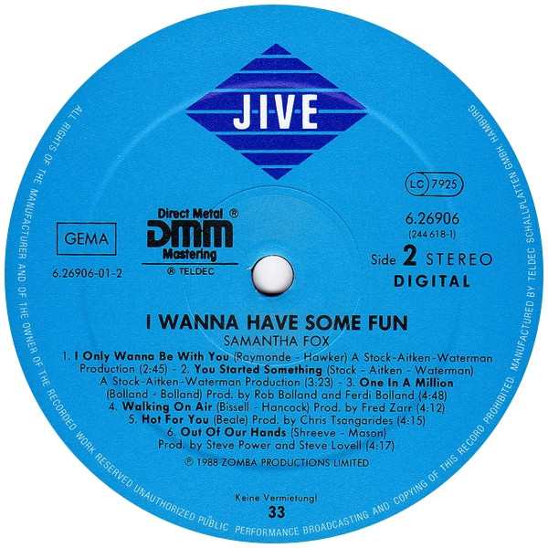 Samantha Fox - I Wanna Have Some Fun | Jive (6.26906 AS) - 4 Samantha Fox - I Wanna Have Some Fun | Jive (6.26906 AS) - 4