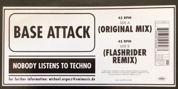 Base Attack - Nobody Listens To Techno | EMI Music Germany GmbH & Co. KG (552 5626) - 4 Base Attack - Nobody Listens To Techno | EMI Music Germany GmbH & Co. KG (552 5626) - 4