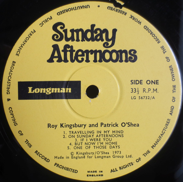 Roy Kingsbury & Patrick O'Shea - Sunday Afternoons | Longman (LG 56732) - 4