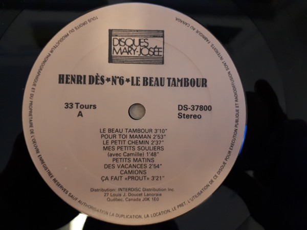 Henri Dès - N°6 - Le Beau Tambour | Disques Mary-Josée (690821) - 2