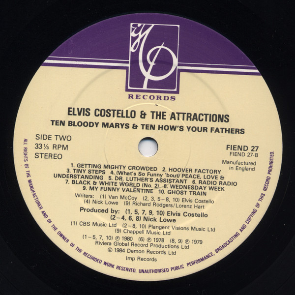 Elvis Costello & The Attractions - Ten Bloody Marys & Ten How's Your Fathers | Imp Records (FIEND 27) - 2