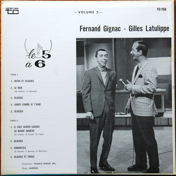Gilles Latulippe Et Fernand Gignac - Le 5 À 6, Vol.2 | Trans-Canada (TC-758) - 2 Gilles Latulippe Et Fernand Gignac - Le 5 À 6, Vol.2 | Trans-Canada (TC-758) - 2