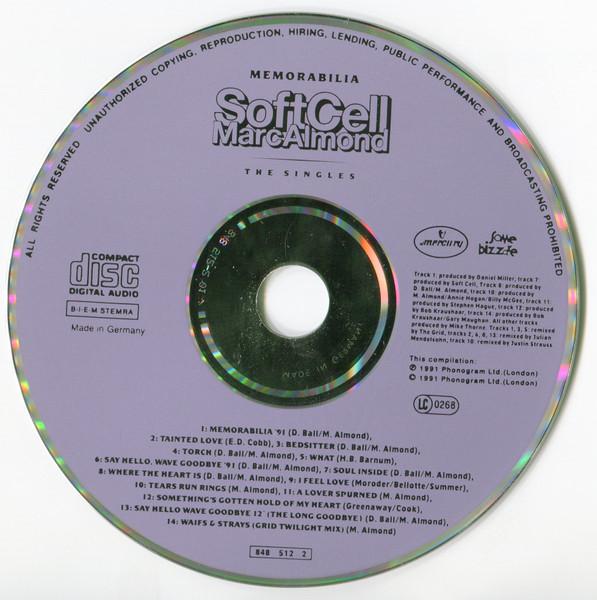 Soft Cell / Marc Almond - Memorabilia - The Singles | Mercury (848 512-2) - 3
