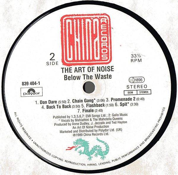 The Art Of Noise - Below The Waste | China Records (839404-1) - 3