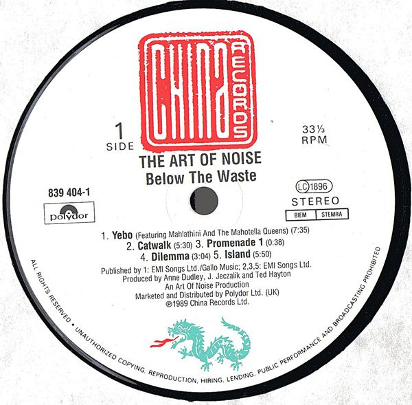 The Art Of Noise - Below The Waste | China Records (839404-1) - 2