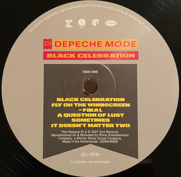 Depeche Mode - Black Celebration | Rhino Records (R1-233788 / 081227960834) - 3 Depeche Mode - Black Celebration | Rhino Records (R1-233788 / 081227960834) - 3
