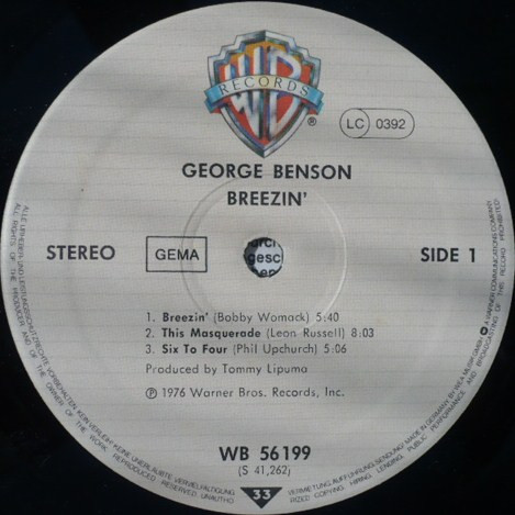 George Benson - Breezin' | Warner Bros. Records (WB 56 199) - 2 George Benson - Breezin' | Warner Bros. Records (WB 56 199) - 2