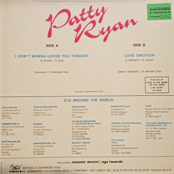 Patty Ryan - I Don't Wanna Loose You Tonight | Vidisco (10.20.176) - 2