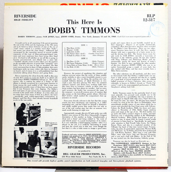 Bobby Timmons - This Here Is Bobby Timmons | Riverside Records (RLP 12-317) - 2 Bobby Timmons - This Here Is Bobby Timmons | Riverside Records (RLP 12-317) - 2
