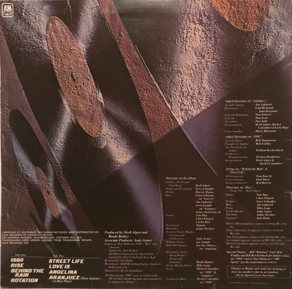 Herb Alpert - Rise [Vinyl] | A&M Records (SP-4790) - 2