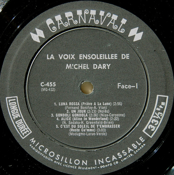 Michel Dary - La Voix Ensoleillée De Michel Dary | Carnaval (C-455) - 3 Michel Dary - La Voix Ensoleillée De Michel Dary | Carnaval (C-455) - 3