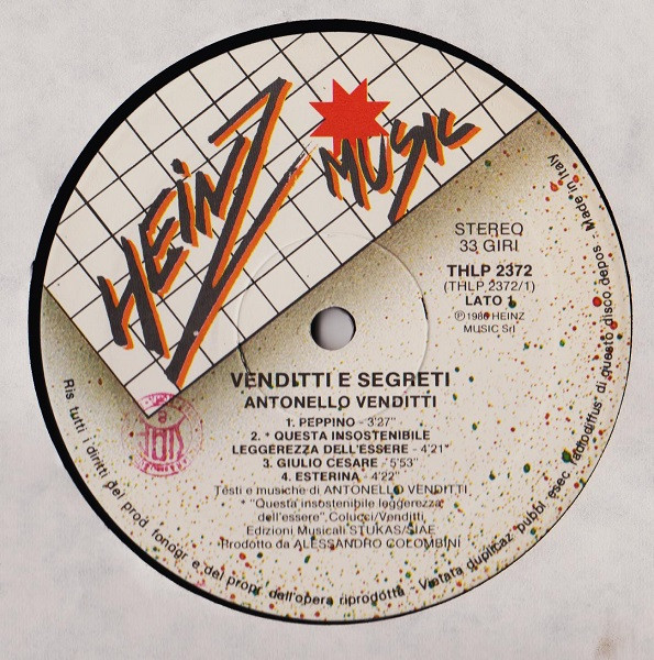 Antonello Venditti - Venditti E Segreti | Heinz Music (THLP 2372) - 2 Antonello Venditti - Venditti E Segreti | Heinz Music (THLP 2372) - 2