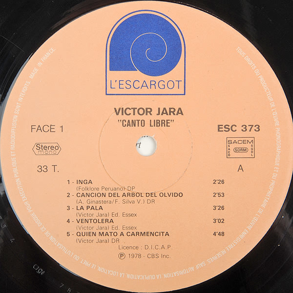 Victor Jara - Canto Libre | L'Escargot (ESC 373) - 3 Victor Jara - Canto Libre | L'Escargot (ESC 373) - 3