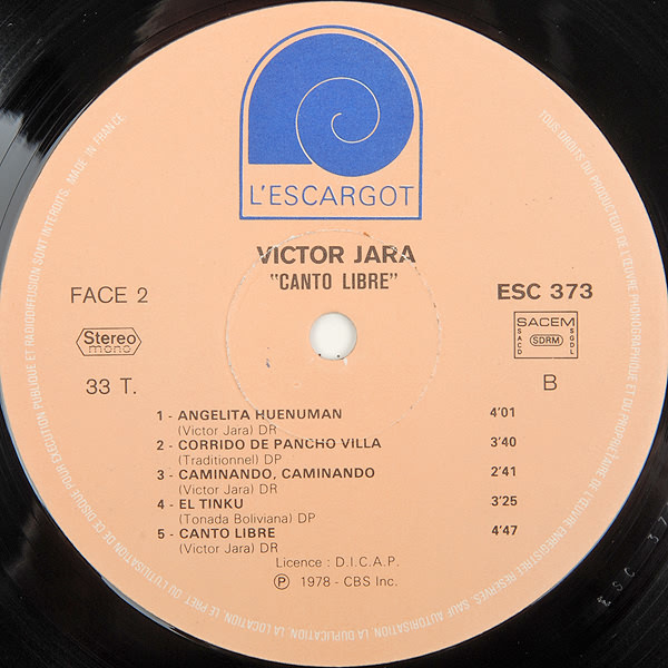 Victor Jara - Canto Libre | L'Escargot (ESC 373) - 4 Victor Jara - Canto Libre | L'Escargot (ESC 373) - 4