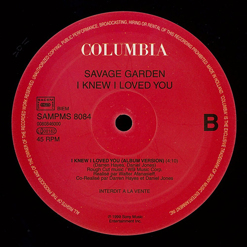 Savage Garden - I Knew I Loved You | Columbia (SAMPMS 8084) - 4