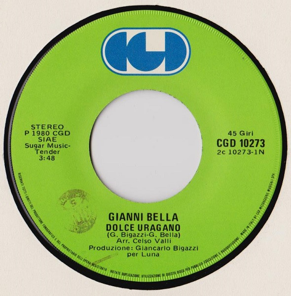 Gianni Bella - Dolce Uragano | CGD (CGD 10273) - 3
