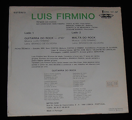 Luís Firmino - Guitarra Do Rock | Metro-Som (SING 101-SP) - 2