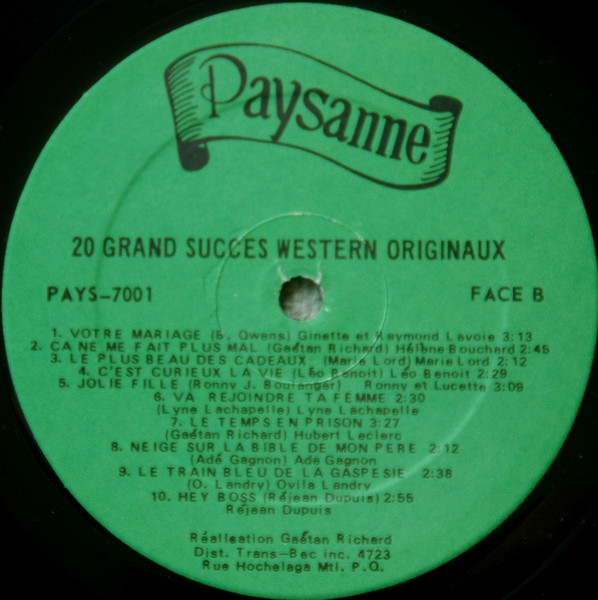 Various - 20 Grands Succès Western Originaux | Paysanne (PAYS-7001) - 4 Various - 20 Grands Succès Western Originaux | Paysanne (PAYS-7001) - 4