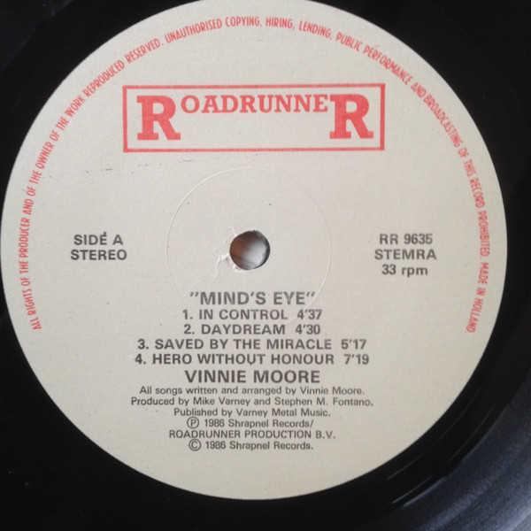 Vinnie Moore - Mind's Eye | Roadrunner Records (RR 9635) - 3