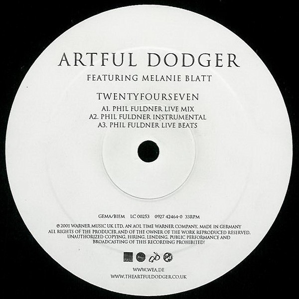Artful Dodger Featuring Melanie Blatt - TwentyFourSeven | WEA (0927 42464-0) - 2 Artful Dodger Featuring Melanie Blatt - TwentyFourSeven | WEA (0927 42464-0) - 2