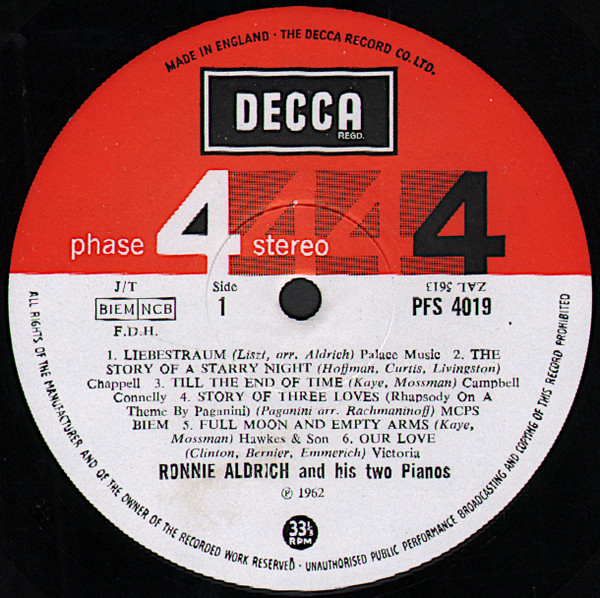 Ronnie Aldrich And His Two Pianos - Ronnie Aldrich And His Two Pianos | Decca (PFS 4019) - 3 Ronnie Aldrich And His Two Pianos - Ronnie Aldrich And His Two Pianos | Decca (PFS 4019) - 3