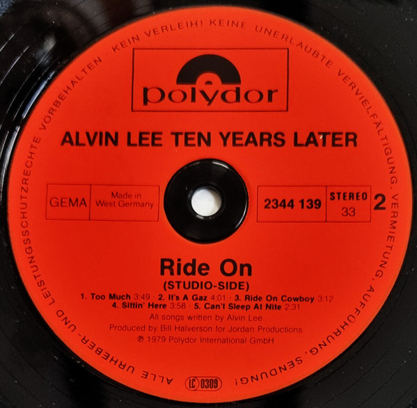 Alvin Lee , Ten Years Later - Ride On | Polydor (2344 139) - 4