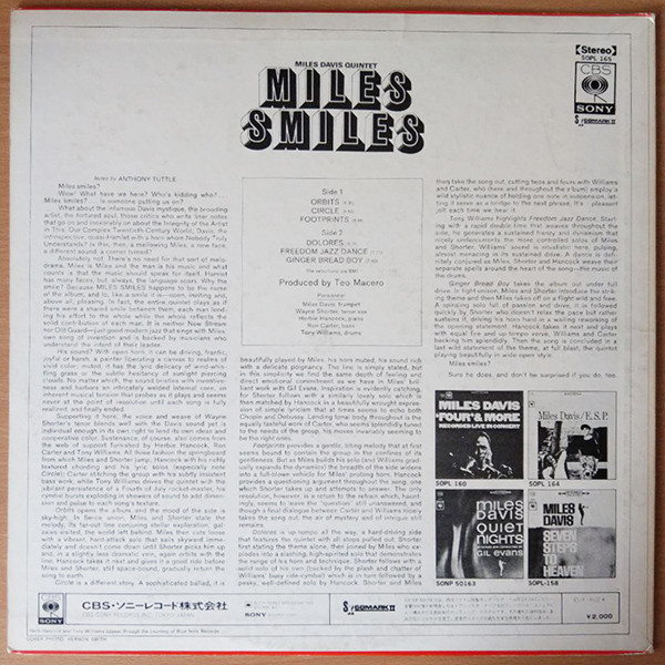 The Miles Davis Quintet - Miles Smiles | CBS/Sony (SOPL 165) - 2 The Miles Davis Quintet - Miles Smiles | CBS/Sony (SOPL 165) - 2