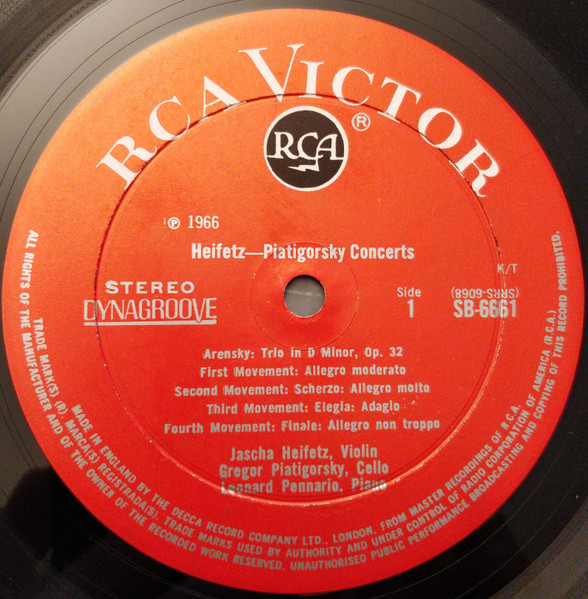 Jascha Heifetz - Gregor Piatigorsky , Leonard Pennario , Anton Stepanovich Arensky , Antonio Vivaldi , Bohuslav Martinů - Heifetz-Piatigorsky Concerts with Leonard Pennario and Guests | RCA Victor (SB-6661) - 2