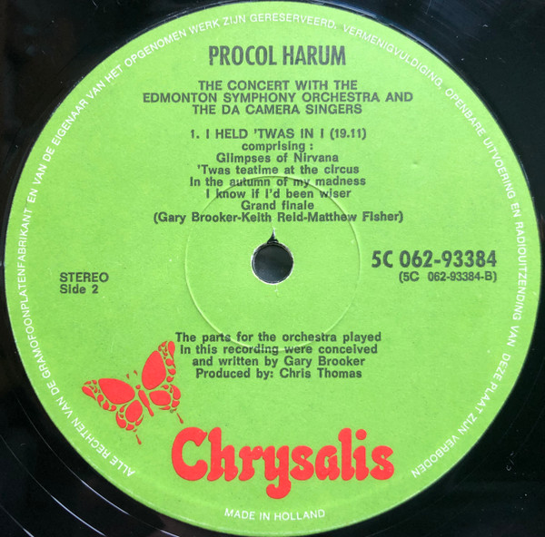 Procol Harum In Concert With The Edmonton Symphony Orchestra - Live | Chrysalis (5C 062-93384) - 4 Procol Harum In Concert With The Edmonton Symphony Orchestra - Live | Chrysalis (5C 062-93384) - 4