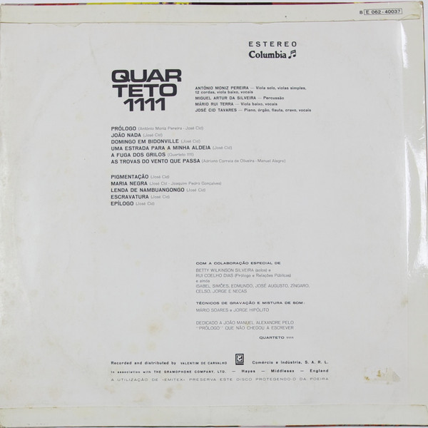 Quarteto 1111 - Quarteto 1111 | Columbia (8E 062 40037) - 2