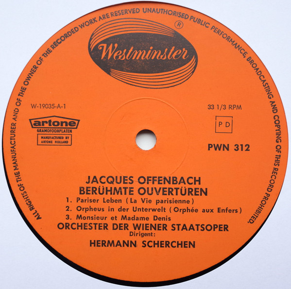 Jacques Offenbach - Berühmte Ouvertüren | Westminster (PWN 312) - 3 Jacques Offenbach - Berühmte Ouvertüren | Westminster (PWN 312) - 3