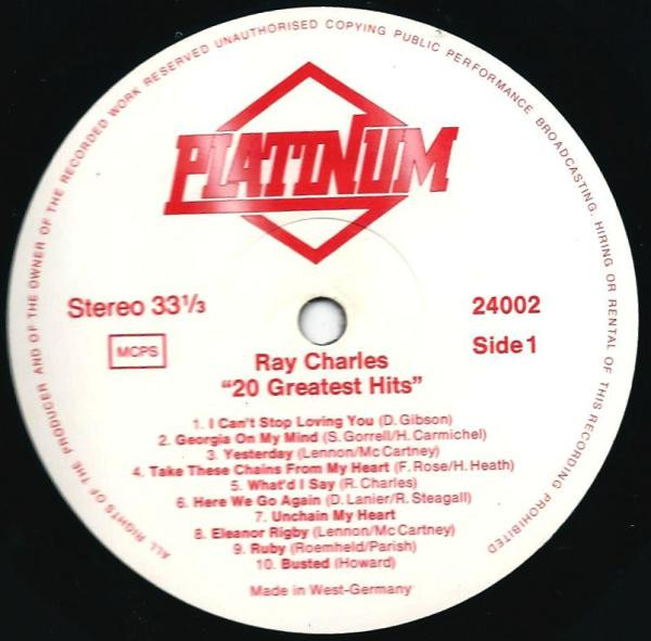 Ray Charles - 20 Greatest Hits | Platinum (24002) - 2
