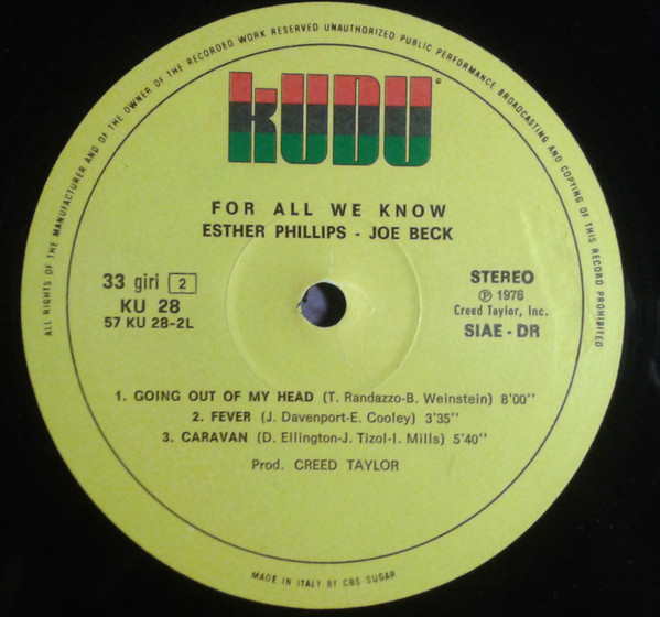 Esther Phillips With Joe Beck - For All We Know | Kudu (KU 28) - 3 Esther Phillips With Joe Beck - For All We Know | Kudu (KU 28) - 3
