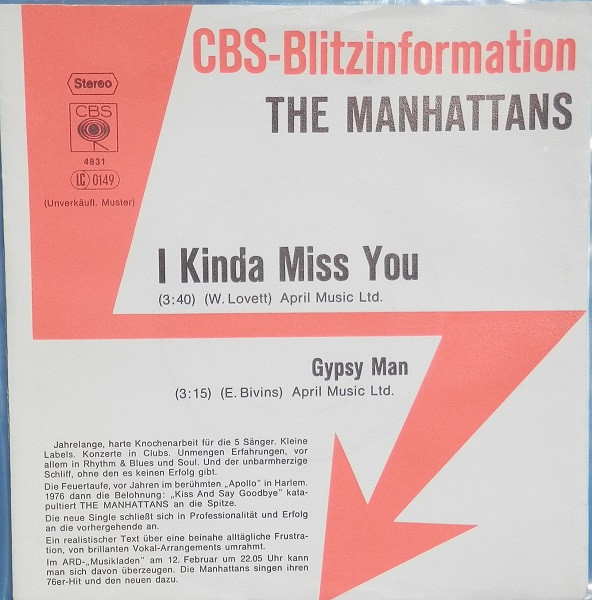 Manhattans - I Kinda Miss You | CBS (CBS S 4831)