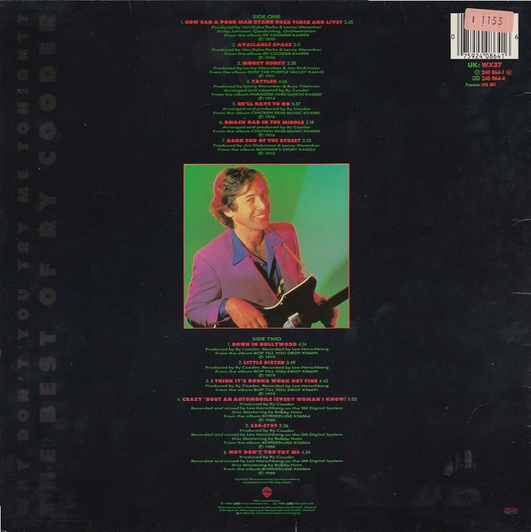Ry Cooder - Why Don't You Try Me Tonight? The Best Of Ry Cooder | Warner Bros. Records (240 864-1) - 2