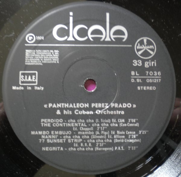 Pantaleón Perez Prado E La Sua Orchestra Cubana - "Panthaleon Perez Prado" & His Cuban Orchestra | Durium (BL 7036) - 3