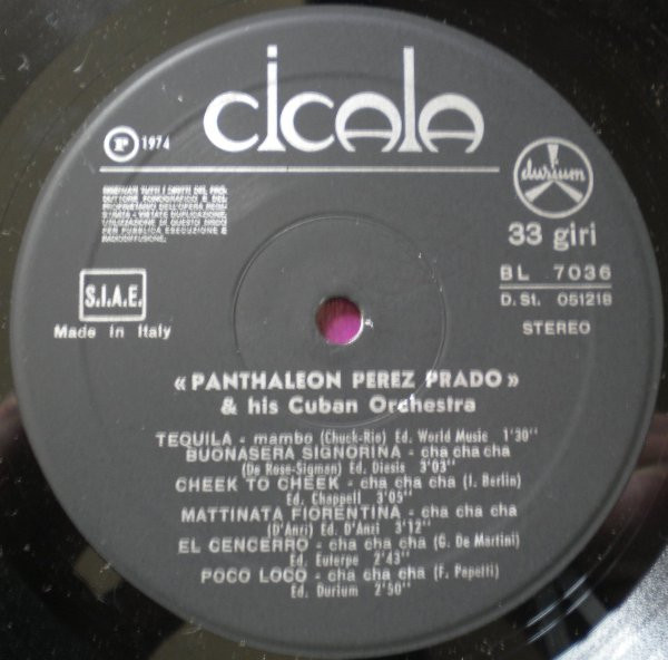 Pantaleón Perez Prado E La Sua Orchestra Cubana - "Panthaleon Perez Prado" & His Cuban Orchestra | Durium (BL 7036) - 4