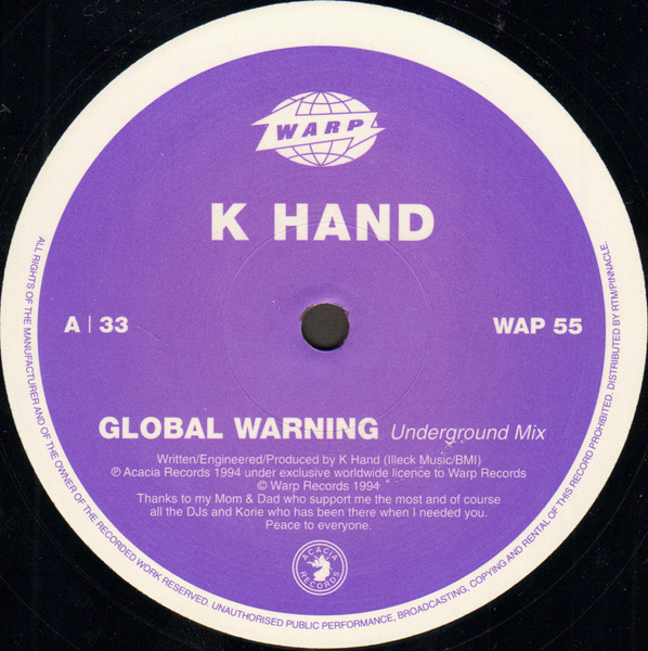 Kelli Hand - Global Warning | Warp Records (WAP 55) - 2