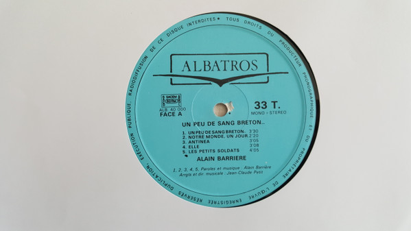 Alain Barrière - Un Peu De Sang Breton.. | Albatros (ALB 40.000) - 4