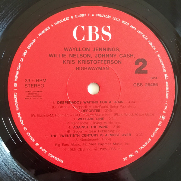 Waylon Jennings , Willie Nelson , Johnny Cash , Kris Kristofferson - Highwayman | CBS (CBS26466) - 4