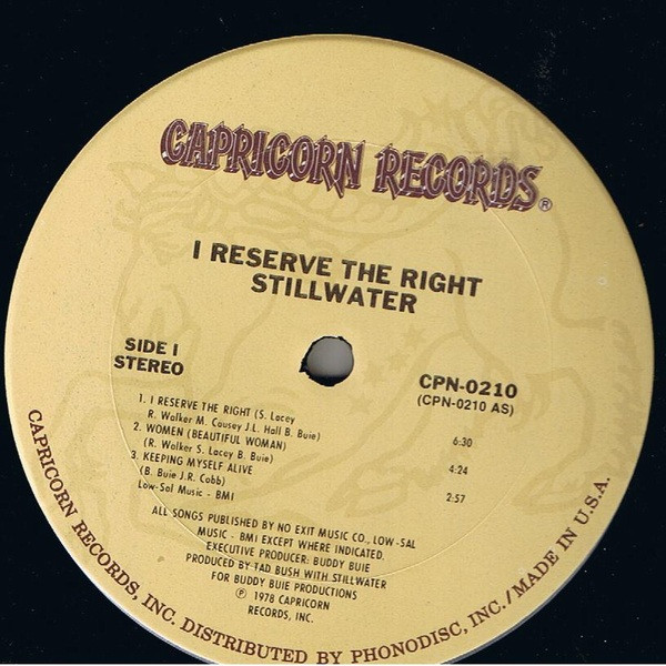 Stillwater - I Reserve The Right! | Capricorn Records (CPN-0210) - 2