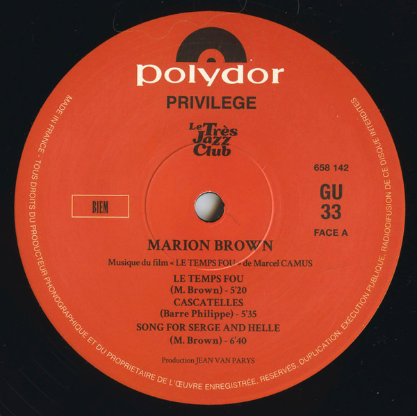 Marion Brown - Le Temps Fou | Le Très Jazz Club (LTJC-012) Marion Brown - Le Temps Fou | Le Très Jazz Club (LTJC-012)