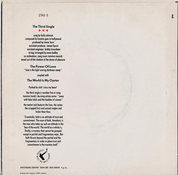 Frankie Goes To Hollywood - The Power Of Love | Island Records (ZTAS 5) - 2