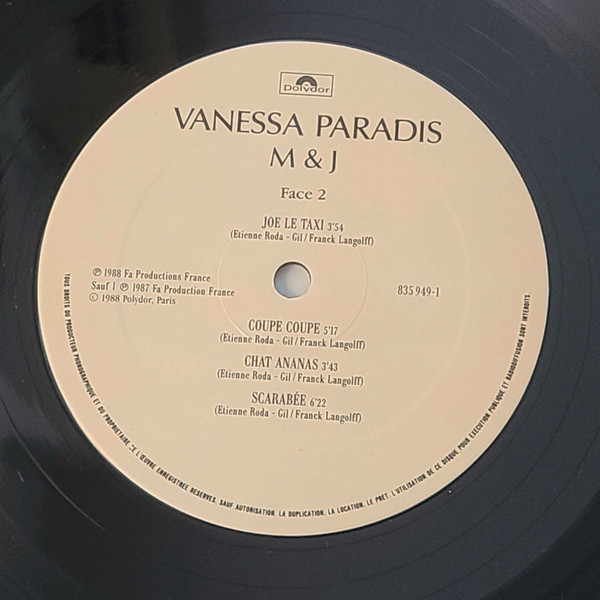 Vanessa Paradis - M & J | Polydor (835 949-1) - 4