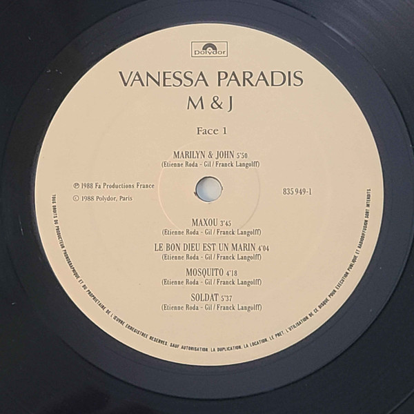 Vanessa Paradis - M & J | Polydor (835 949-1) - 3